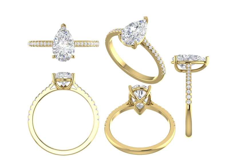 Pear Diamond Gold Ring